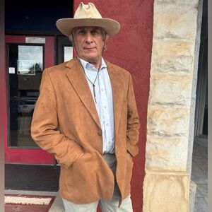 Vintage Bert Pulitzer L(44) Faux Suede Honey Brown Blazer Jacket